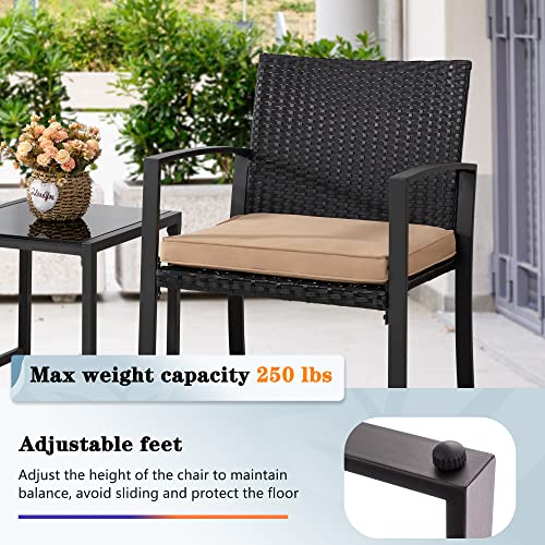Shintenchi 3 Piece Outdoor Wicker Bistro Set - Image 5