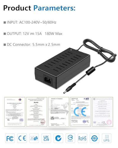 SHNITPWR 12V Power Supply DC 15A 180W Adapter - Image 4