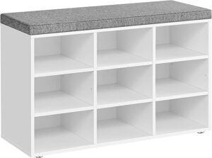 VASAGLE Shoe Bench With Cushion, 9 Compartments ULHS009W14