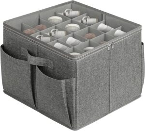 LOVSTORAGE Shoe Organizer With Clear Lid, Foldable