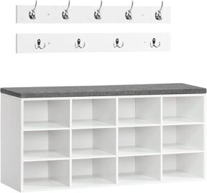 HOOBRO Shoe Storage Bench With Cushion, 12 Cubbies