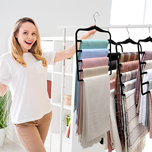 SHUKEEKA Velvet Pants Hangers, 5 Tier Organizer - Image 2