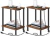 HOOBRO Side/End Table With Charging Station, Set Of 2