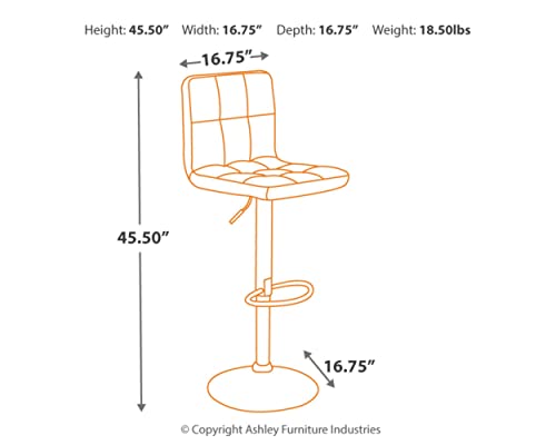 Signature Design by Ashley Bellatier Adjustable Swivel Bar Stool, Black - Image 3