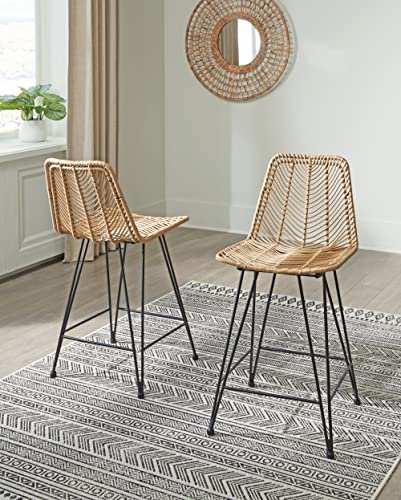 Signature Design by Ashley Bohemian Wicker Counter Height Barstool Set - Image 2