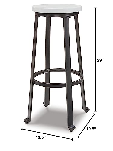 Signature Design by Ashley Challiman Industrial Pub Height Barstool, White - Image 3