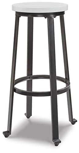 Signature Design by Ashley Challiman Industrial Pub Height Barstool, White - Image 4