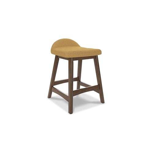 Signature Design by Ashley Lyncott Contemporary Upholstered Bar Stool, Mustard & Brown - Image 4