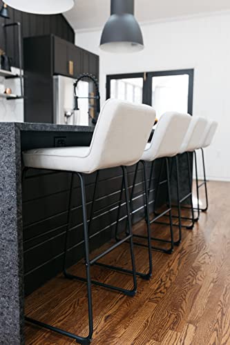 Signature Design by Ashley Nerison Contemporary Upholstered Barstool, Off-White - Image 3