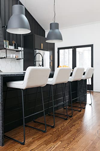 Signature Design by Ashley Nerison Contemporary Upholstered Barstool, Off-White - Image 4