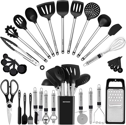 BESTZMWK Silicone Cooking Utensil Set - 33 Pieces