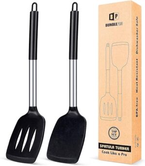 BUNDLEPRO Silicone Turner Cooking Utensils, Black