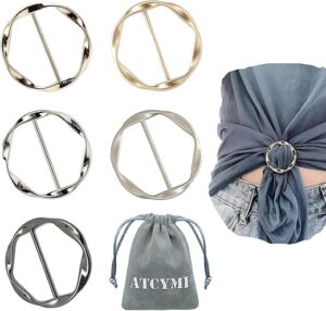 ATCYMI Silk Scarf Ring Clip Set