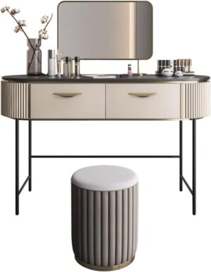 Suuim Slate Dressing Table And Chair Combination (D Light Grey)