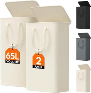 Lifewit Slim Laundry Hamper with Lid, 65L