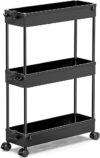 SPACEKEEPER Slim Rolling Storage Cart, 3 Tier