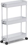 SPACEKEEPER Slim Rolling Storage Cart, 3 Tier Organizer