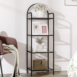 Hzuaneri Slim Tempered Glass Bookshelf, 4 Tier BC04001B