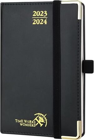 POPRUN Small Academic Planner 2023-2024 Leather