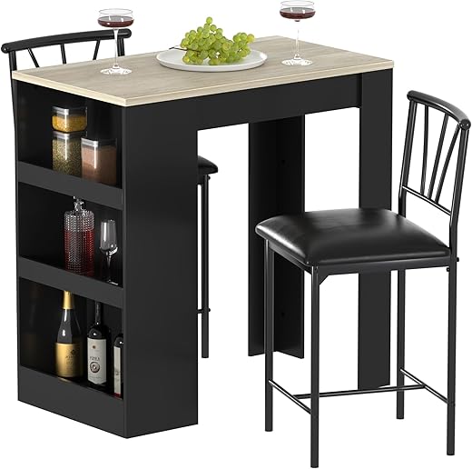 VECELO Small Bar Table And Chairs Set