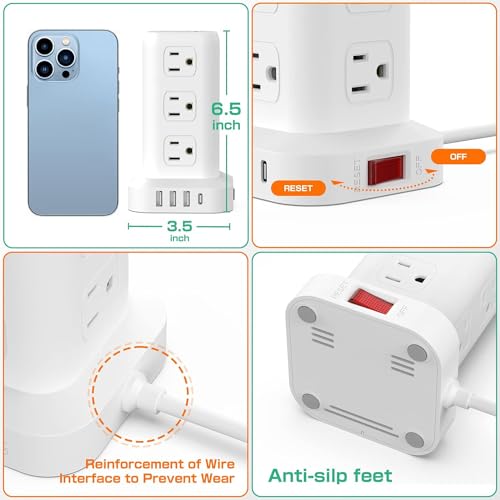 SMALLRT Tower Surge Protector With 12 Outlets - Image 5