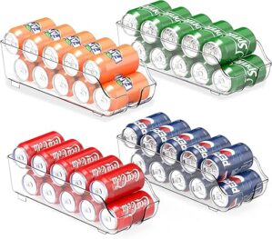 Simple Houseware Soda Can Organizer, Clear, Set Of 4