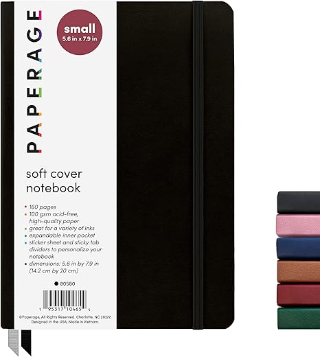 PAPERAGE Softcover Lined Journal Notebook, 176 Pages