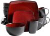 Gibson Soho Lounge Soho Lounge Square Dinnerware Set, Red