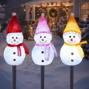 TAILERRI Solar Christmas Pathway Snowman Lights Set