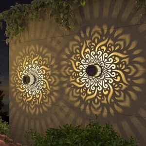 gardencave Solar Fence Lights Mandala Theme Waterproof