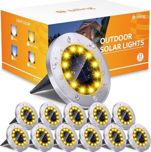 Biling Solar Outdoor Lights, 12-Pack Bright LEDs