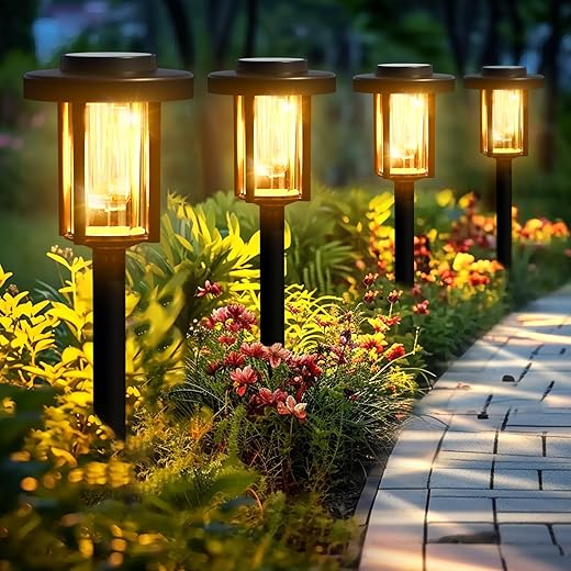 GIGALUMI Solar Pathway Lights, 12 Pack Outdoor