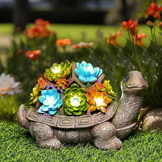 GIGALUMI Solar Turtle Figurine Lights for Outdoors