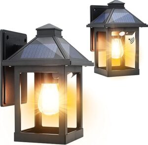 CYHKEE Solar Wall Lanterns Outdoor, Motion Sensor LED Sconce