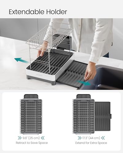 SONGMICS 2-Tier Expandable Stainless Steel Dish Rack - Image 5