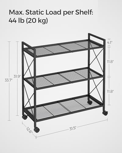 SONGMICS 3-Tier Metal Storage Rack With Wheels - Image 3