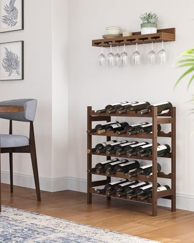 SONGMICS 30-Bottle 5-Tier Bamboo Wine Rack UKWR025D01 - Image 3