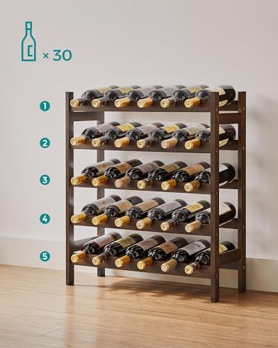 SONGMICS 30-Bottle 5-Tier Bamboo Wine Rack UKWR025D01 - Image 4