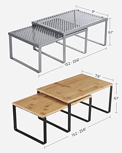 SONGMICS Bamboo And Metal Shelf Organizers Bundle UKCS02NB UKCS01SV - Image 3