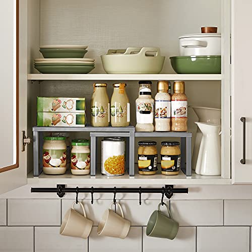SONGMICS Bamboo And Metal Shelf Organizers Bundle UKCS02NB UKCS01SV - Image 4