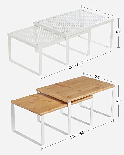 SONGMICS Bamboo & Metal Shelf Organizers Bundle UKCS01WT UKCS02NW - Image 3
