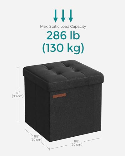 SONGMICS Foldable Small Ottoman Foot Rest, Ink Black - Image 3