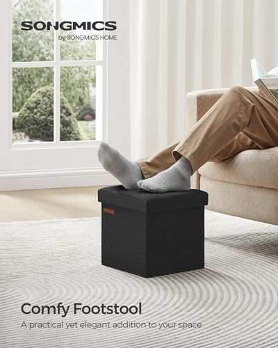 SONGMICS Foldable Small Ottoman Foot Rest, Ink Black - Image 4
