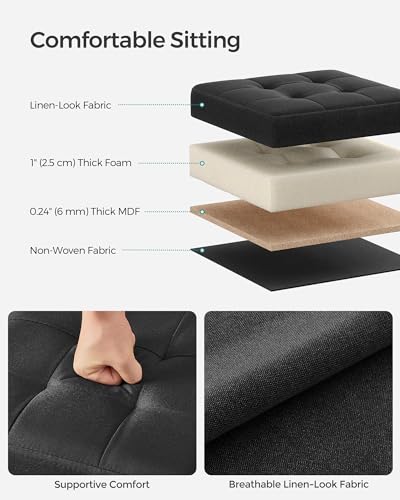 SONGMICS Foldable Small Ottoman Foot Rest, Ink Black - Image 5
