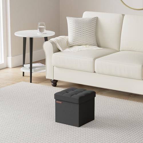 SONGMICS Foldable Small Ottoman Foot Rest, Ink Black - Image 2