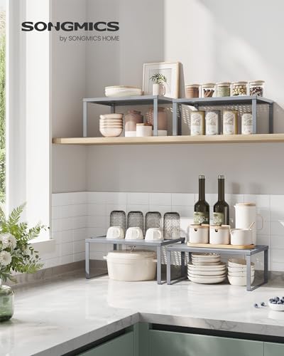 SONGMICS Metal Kitchen Counter Shelves, Set of 2, UKCS01SV - Image 3