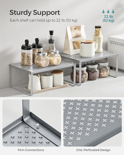 SONGMICS Metal Kitchen Counter Shelves, Set of 2, UKCS01SV - Image 5
