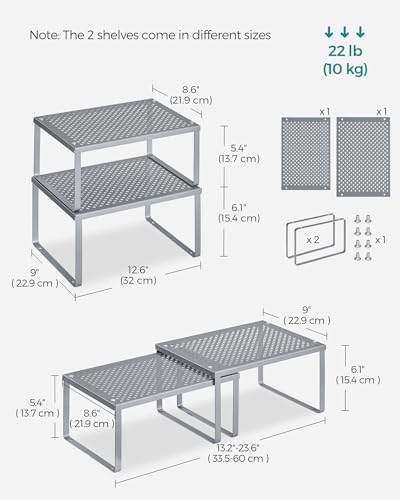 SONGMICS Metal Kitchen Counter Shelves, Set of 2, UKCS01SV - Image 2