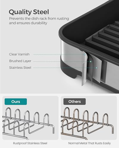 SONGMICS Small Stainless Steel Dish Drying Rack - Image 5
