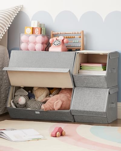 SONGMICS Storage Bins With Lids, Gray URLB22GY - Image 3